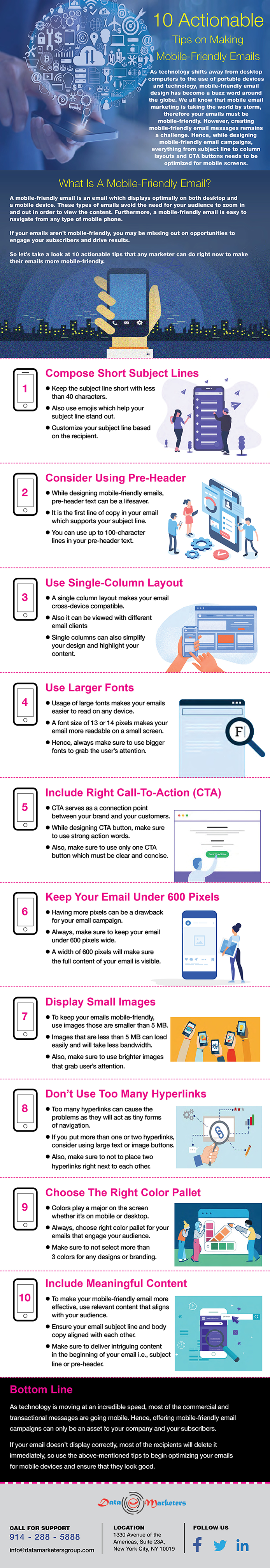 10 Actionable Tips on Making Mobile Friendly Emails Infographic | Data Marketers Group