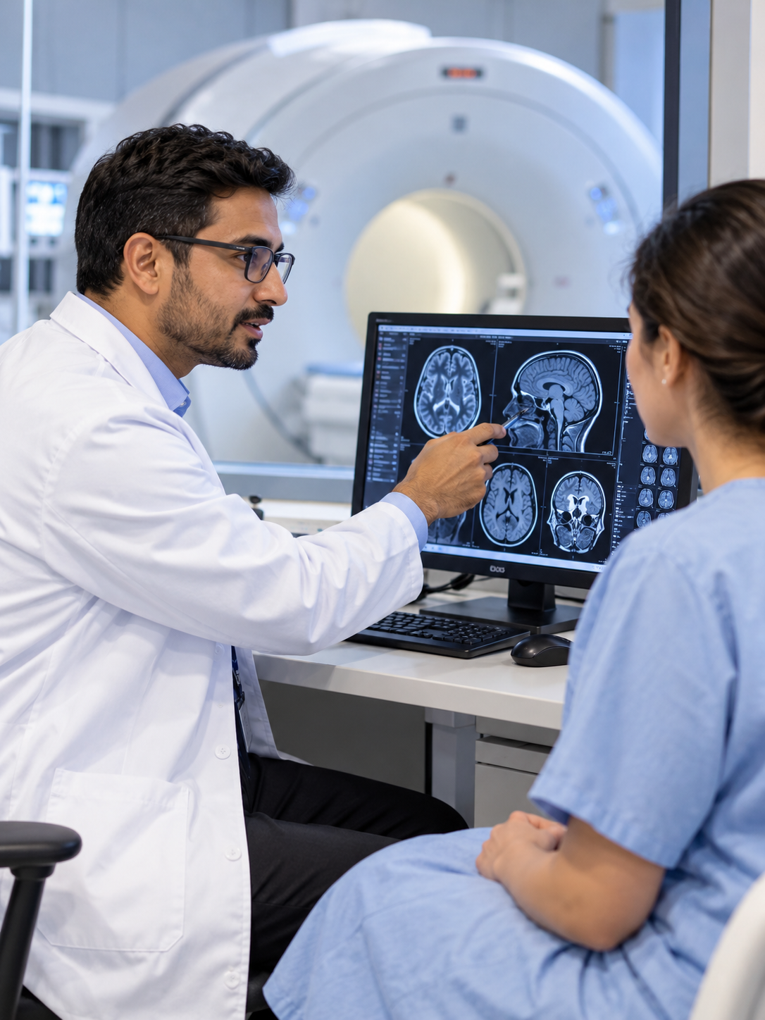 Radiologist Explaining Brain Scans
